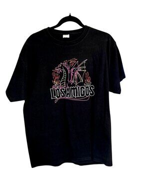 Hanes Authentic Black "Los Amigos" Dragon Graphic T-Shirt Class Of 2023 Cotton B